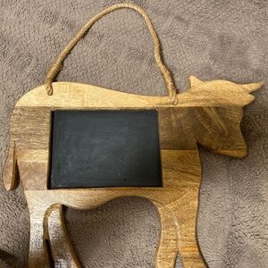 World Market Cow with chalkboard on both sides. She’s adorable!